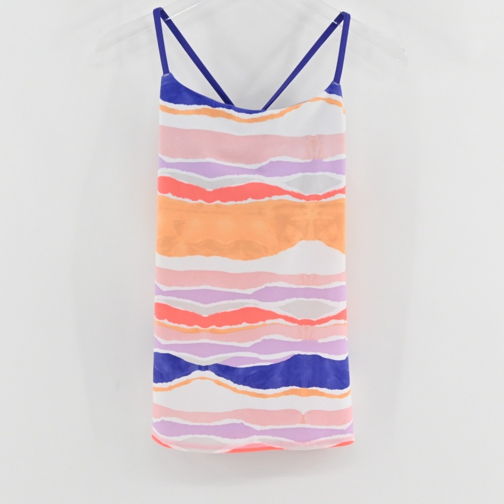 Lululemon Dancing Warrior Strappy Tank Top Womens‎ Size 6 Striped Yoga Athletic